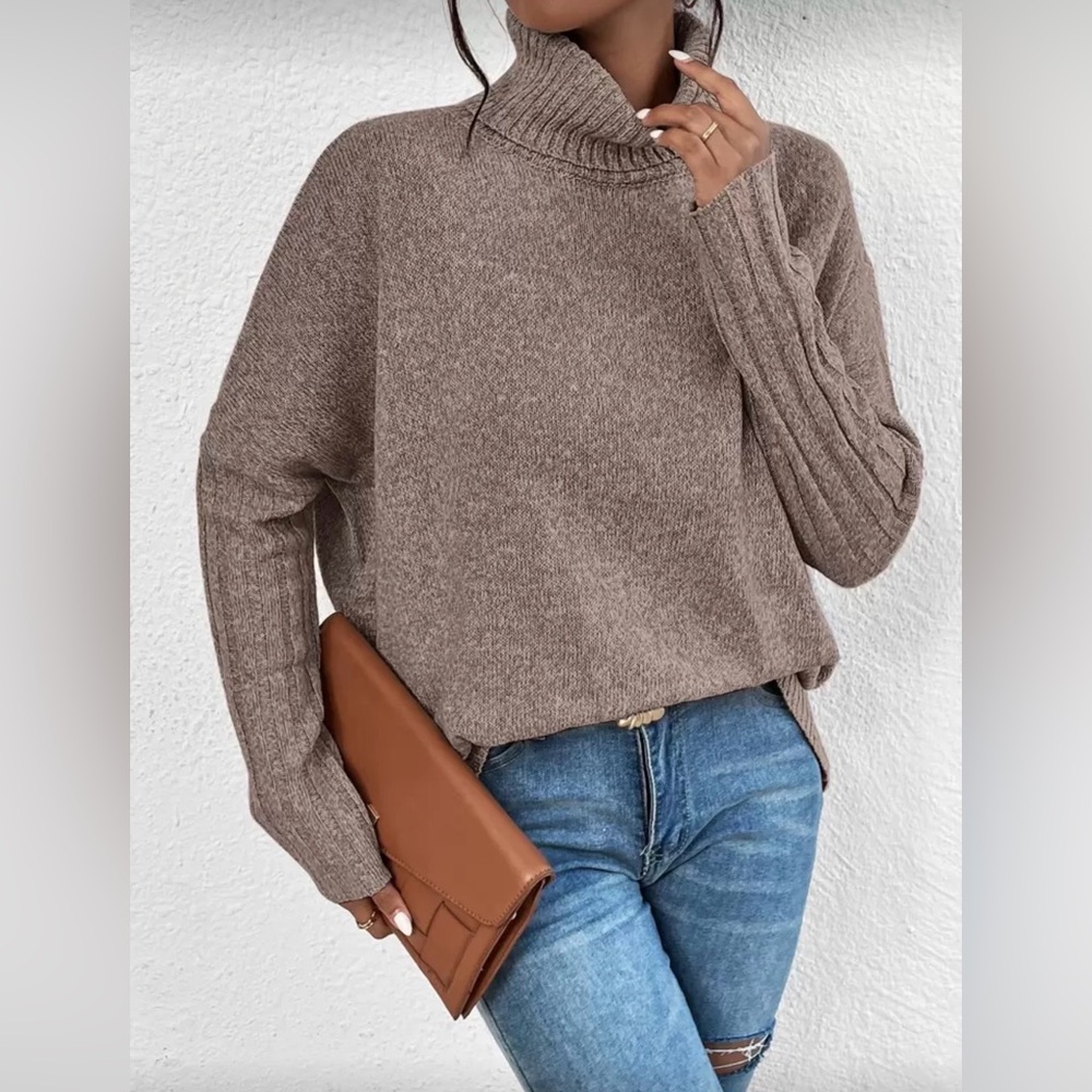 SHEIN Women's Turtleneck Batwing Sleeve Sweater Size Large Oversized